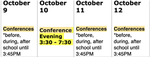 Oct 9-12 Conferences